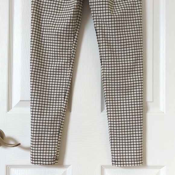 Zara Classic Windowpane Plaid High Waisted Soft Skinny Leggings Beige Black M - Picture 6 of 14